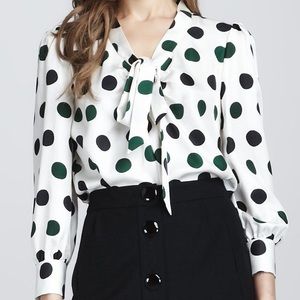 Kate Spade Polka Dot Tie Neck Blouse